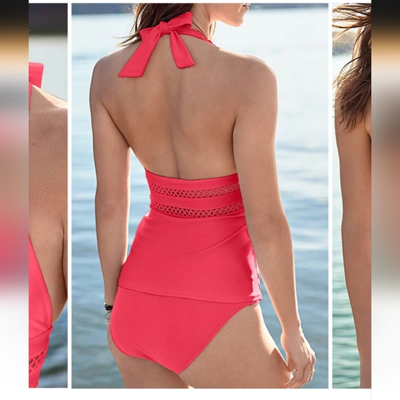 NWT LuckyBop bright coral tankini swim set sz XL - Picture 5 of 5